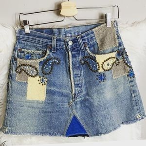 Levis •studded & patched denim skirt